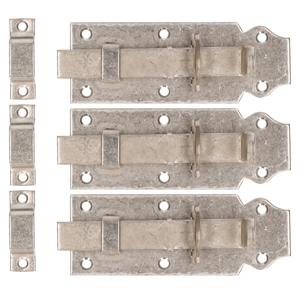 Deltafix schuifslot/hangslotschuif - 3x - 12 x 4.5cm - RVS - deur - schutting - hek