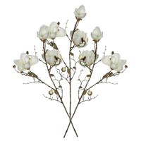 Mica Decorations Kunstbloemen Magnolia takken - 3x - 90 cm - wit - Kunst zijde - Boeket - stelen