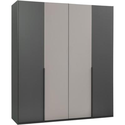 Leen Bakker - Kledingkast Milaan 4-deurs - Grafiet/kiezel - 208x180x58 Cm - Spaanplaat - Beige#Grijs#Taupe#Zwart