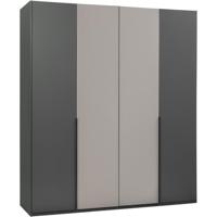Leen Bakker - Kledingkast Milaan 4-deurs - Grafiet/kiezel - 208x180x58 Cm - Spaanplaat - Beige#Grijs#Taupe#Zwart