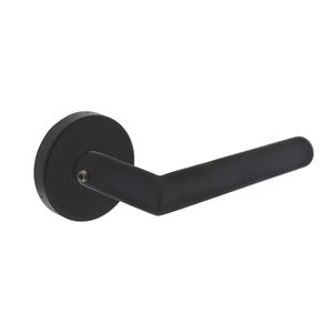 Intersteel Buitendeurklink Jura op ronde massieve rozet RVS zwart