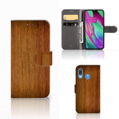 Samsung Galaxy A40 | Book Style Case | Donker Hout