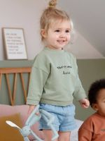 Aanpasbaar sweatshirt voor baby met boodschap groengrijs - thumbnail