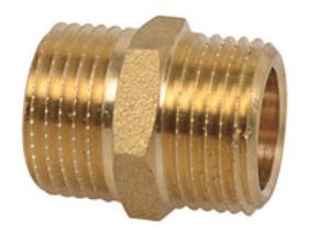Kirchhoff Messing dubbele nippel, blank, 1"ET - 989344355