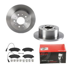 Remmenset, remschijf BREMBO, Remschijftype: Massief, Inbouwplaats: Achteras: , u.a. für Fiat, Peugeot, Citroën