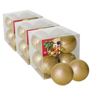 24x stuks kerstballen goud glitters kunststof 7 cm