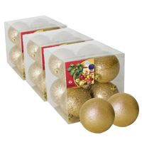 24x stuks kerstballen goud glitters kunststof 7 cm - thumbnail