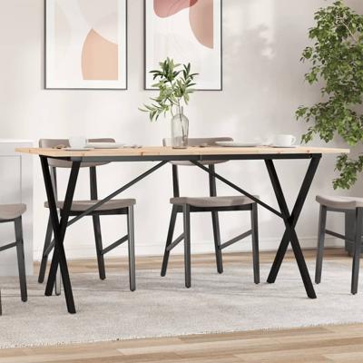Eettafel X-frame 140x80x75 cm massief grenenhout en staal
