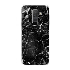 Zwart Marmer 2: Samsung Galaxy A6 Plus (2018) Transparant Hoesje