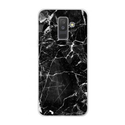 Zwart Marmer 2: Samsung Galaxy A6 Plus (2018) Transparant Hoesje