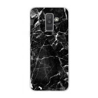 Zwart Marmer 2: Samsung Galaxy A6 Plus (2018) Transparant Hoesje