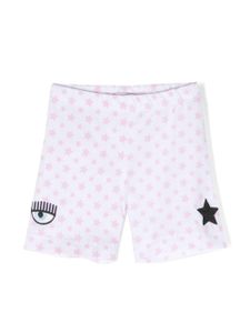 Chiara Ferragni Kids short à logo brodé - Blanc