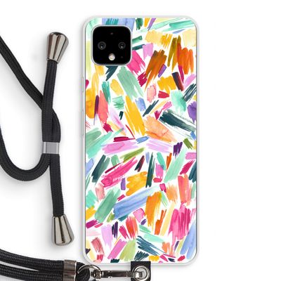 Watercolor Brushstrokes: Pixel 4 XL Transparant Hoesje met koord