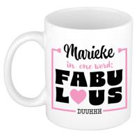 Naam mok Marieke - wit - Fabulous - keramiek - 300 ml - cadeau collega beker - thumbnail