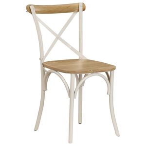 The Living Store Kruisstoelen Mangohout Wit - 51x52x84 cm - Handgemaakt - Stalen Frame