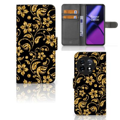 OnePlus 11 Hoesje Gouden Bloemen