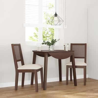 Eetkamerstoelen met kussens 2 st massief hout rubber bruin