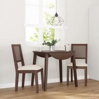 Eetkamerstoelen met kussens 2 st massief hout rubber bruin