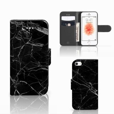 Apple iPhone 5 | 5s | SE | Bookcase | Marmer Zwart - Origineel Cadeau Vader
