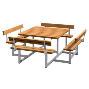 Picknicktafel Vierkant Blokhus Teak 4 Rugleuningen