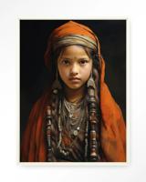 Urban Cotton Wandkleed 'Traditional Girl' 145 x 190cm in Floating Frame - off white