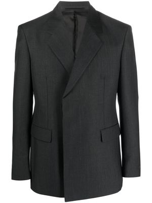 Prada blazer boutonné à patch logo - Gris