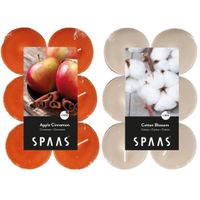 Candles by Spaas geurkaarsen - 24x stuks in 2 geuren Blossom Flowers en Appel/Kaneel