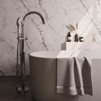 Brauer Chrome Carving Vrijstaande Vrijstaand Badmengkraan - met 3 Standen Handdouche - Doucheslang - Chroom