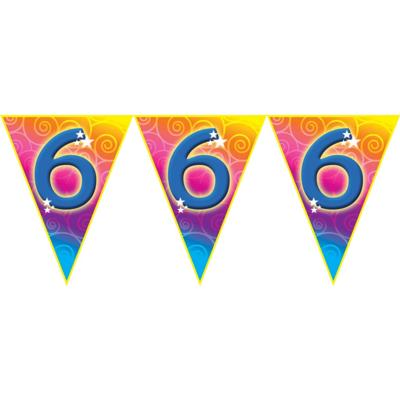Leeftijd vlaggenlijn - 6 jaar - 5 meter - plastic - 6e verjaardag thema - versiering - slingers