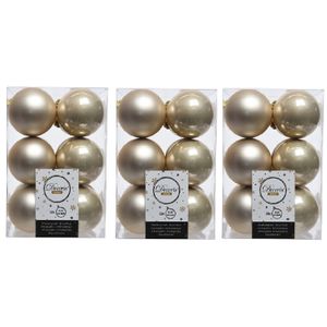 36x Kunststof kerstballen glanzend/mat licht parel/champagne 6 cm kerstboom versiering/decoratie   -