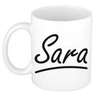 Sara voornaam kado beker / mok sierlijke letters - gepersonaliseerde mok met naam   -