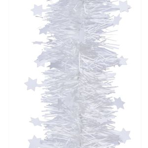 Feest lametta guirlande wit sterren/glinsterend 10 x 270 cm feestversiering/decoratie   -