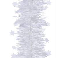 Feest lametta guirlande wit sterren/glinsterend 10 x 270 cm feestversiering/decoratie   - - thumbnail