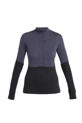 Icebreaker 200 Realfleece Descender LS Half Zip Fleece Dames Graphite/Black XL