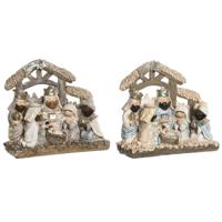 Kerststal set DKD Home Decor Blauw Wit Bruin Hars 20 x 7 x 17,5 cm (2 Stuks)