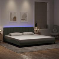 Bedframe met LED zonder matras "Hanko" fluweel lichtgrijs 200x200 cm