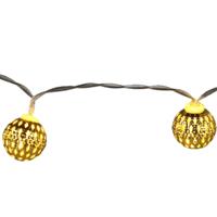 Lichtsnoer - gouden ballen - 8 led bollen - warm wit - 130 cm - batterij - verlichting