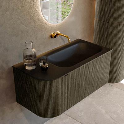 Badmeubel Mondiaz Kurve | 95 cm cm | Meubelkleur Shadow | Wastafelkleur Urban | Solid surface | Wasbak rechter zijde spoelbak | Zonder kraangat(en)