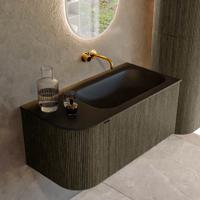 Badmeubel Mondiaz Kurve | 95 cm cm | Meubelkleur Shadow | Wastafelkleur Urban | Solid surface | Wasbak rechter zijde spoelbak | Zonder kraangat(en)
