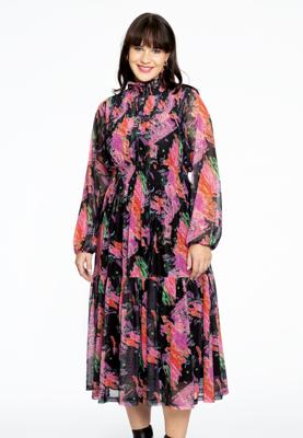 Yoek Jurk met gesmokte hals SCRATCH | Zwart | Maat 50/52