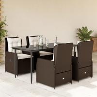 5-delige Tuinset met kussens poly rattan bruin
