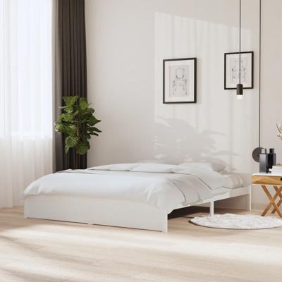 Bedframe massief hout wit 180x200 cm