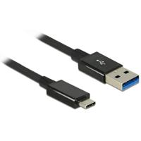 Delock USB-kabel USB-A stekker, USB-C stekker 1 m Zwart 83983