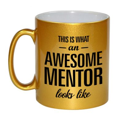 Awesome mentor cadeau mok / beker goud voor leraar 330 ml Awesome mentor cadeau mok / beker goud voor leraar 330 ml