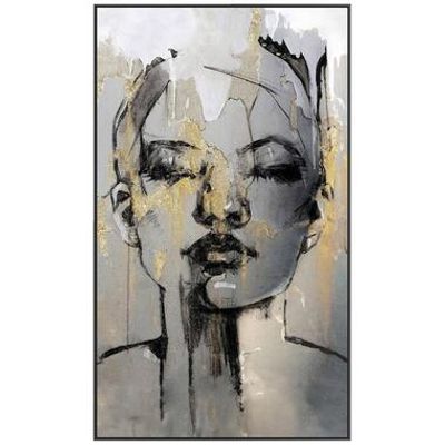 Schilderij vrouw met goud - 118x70 cm - Leen Bakker
