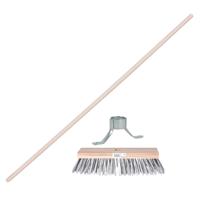 Sorex Staaldraad bezem - kop 32 cm - steel hout 130 cm - met stokhouder - onkruid bezem - buiten