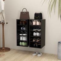 VidaXL Schoenenkasten 2 st 31,5x35x70 cm bewerkt hout zwart