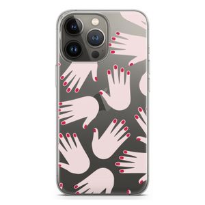 Hands pink: iPhone 13 Pro Transparant Hoesje
