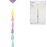 Amscan Ballonslinger franje regenboogkleuren 70 cm | 10 stuks