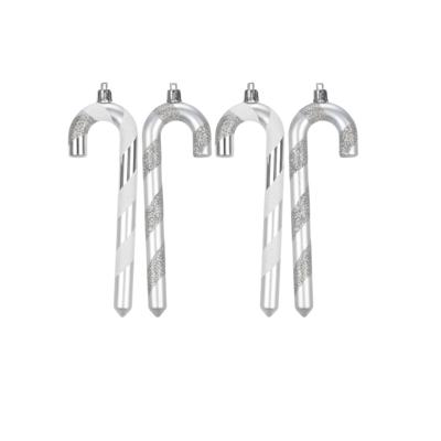 4x Kersthangers figuurtjes zuurstokken zilver 14 cm 4x Kersthangers figuurtjes zuurstokken zilver 14 cm